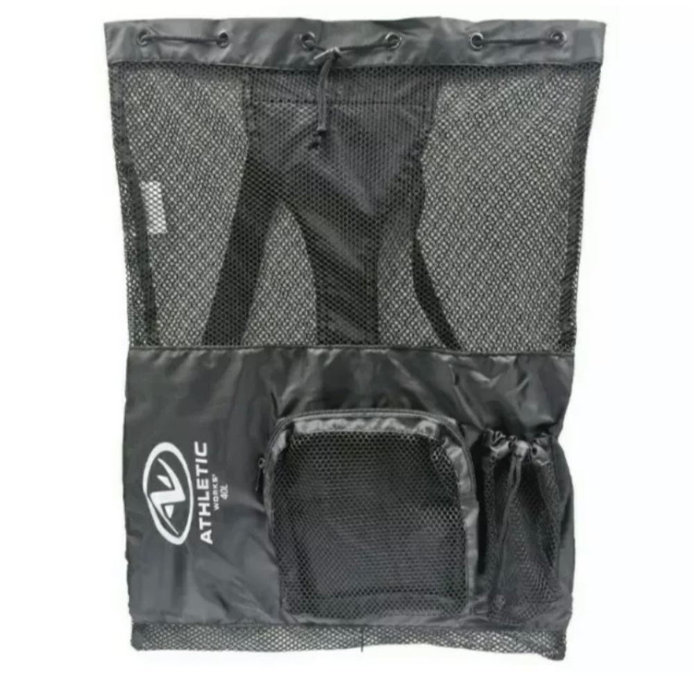 Athletic Works Deluxe Mesh Swim Gym Bag Zipper Pocket 40L Capacity Black NEW NWT
